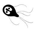 Human parasite giardia. Black and white hand drawn illustration.