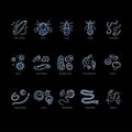 Human parasites. Set of vector linear icons.