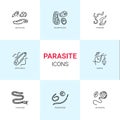 Human parasites. Set of vector linear icons.