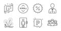 Human, Parking and Teamwork icons set. Fireworks, Discount and Elevator signs. Vector