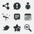 Human person and share icons. Speech bubble. Royalty Free Stock Photo