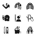 Human pneumonia icon set, simple style