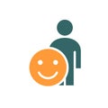 Human with positive emotions colored icon. Happy, success face symbol