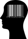 Silhouette brain barcode isolated over white background