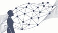 Human Profile with Connected Network Dots Vector Art, vector design Generative AI Royalty Free Stock Photo