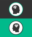 Human profile with diamond vector icon. Royalty Free Stock Photo