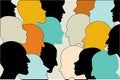 Human profile head in dialogue. Color silhouettes. Royalty Free Stock Photo