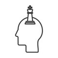 Human profile head with king chess icon