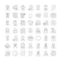 Human profiles linear icons, signs, symbols vector line illustration set