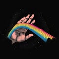 right rainbow human person sign hand fist power female gay. Generative AI.