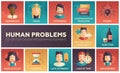 Human psychological problems- flat design icons set