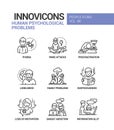 Human psychological problems line design style icons set