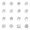 Human psychology line icons set