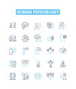 Human psychology vector line icons set. Personality, behavior, cognition, emotions, neuroscience, neuropsychology