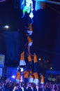 Human pyramid breaking dahi handi on janmashtami festival