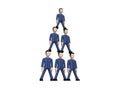 Human pyramid of 3D Cartoon characters