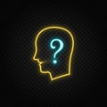 Human, question neon icon. Blue and yellow neon vector icon Royalty Free Stock Photo