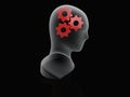 Human red gear. brain concept in black background Royalty Free Stock Photo