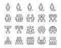 Human resource and business people line icon set