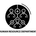 human resource department icon, black sign with strokes, concept illustration