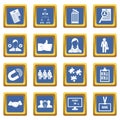 Human resource management icons set blue Royalty Free Stock Photo
