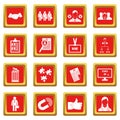 Human resource management icons set red Royalty Free Stock Photo