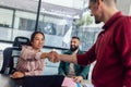 Human resource team talking to a candidate during a job interview in the office Royalty Free Stock Photo