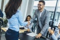 Human resource team talking to a candidate during a job interview in the office Royalty Free Stock Photo