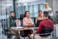 Human resource team talking to a candidate during a job interview in the office Royalty Free Stock Photo