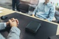 Human resource team talking to a candidate during a job interview in the office Royalty Free Stock Photo