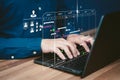 Human Resource working data analytics with computer in business management system to make report with KPI.