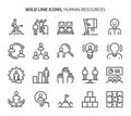 Human resources, bold line icons Royalty Free Stock Photo