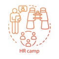 Human resources camp concept icon. Summer corporate club, community idea thin line illustration. Company, business Royalty Free Stock Photo