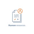 Human resources, choose candidate, recruitment service, fill vacancy, employment concept, application form review, staff search Royalty Free Stock Photo
