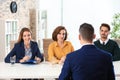 Human resources commission conducting job interview with applicant Royalty Free Stock Photo