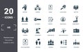 Human Resources icons set collection. Includes simple elements such as Searching, Teamwork, Resume, Global Search, Selection,