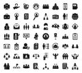 Human resources icons set simple vector. Leadership mentor