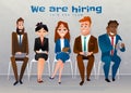 Human resources interview recruitment job concept. We are hiring text