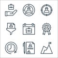 Human resources line icons. linear set. quality vector line set such as achievement, contract, clock, reward, schedule, filtering