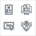 Human resources line icons. linear set. quality vector line set such as agreement, certificate, resume