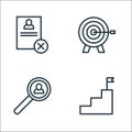 human resources line icons. linear set. quality vector line set such as goal, recruitment, target