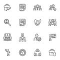 Human resources line icons set