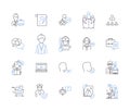 Human resources management outline icons collection. Human, Resources, Management, Recruitment, Hiring, Training