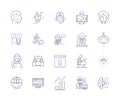 Human resources management outline icons collection. Human, Resources, Management, Recruitment, Hiring, Training