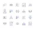 Human resources management outline icons collection. Human, Resources, Management, Recruitment, Hiring, Training