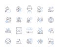 Human resources management outline icons collection. Human, Resources, Management, Recruitment, Hiring, Training