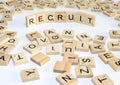 Human resources management term wooden abc recruit Royalty Free Stock Photo
