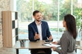 Human resources manager conducting job interview with applicant Royalty Free Stock Photo