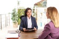 Human resources manager conducting job interview with applicant Royalty Free Stock Photo