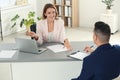 Human resources manager conducting job interview with applicant Royalty Free Stock Photo